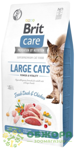Brit Care GF Large Duck, Chicken беззерновий сухий корм для котів великих порід з куркою та качкою_2
