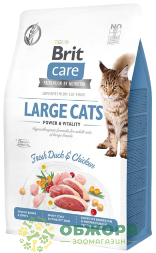Brit Care GF Large Duck, Chicken беззерновой сухой корм для котов больших пород с курицей и уткой