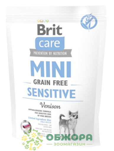 Brit Care GF Sensitive Mini Venison беззерновий сухий корм для собак мініатюрних порід з чутливим травленням, гіпоалерний з оленем