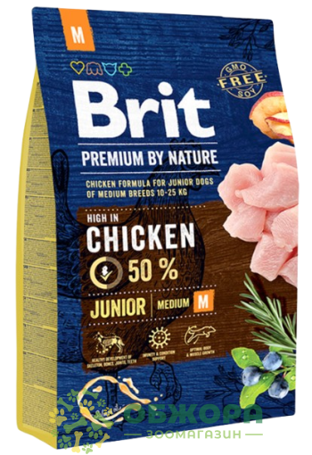 Brit Premium Junior M Chicken сухой корм для юниоров средних пород, с курицей_1