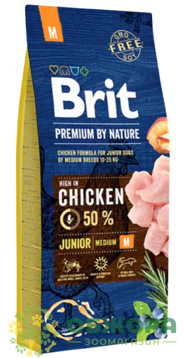Brit Premium Junior M Chicken сухой корм для юниоров средних пород, с курицей_2