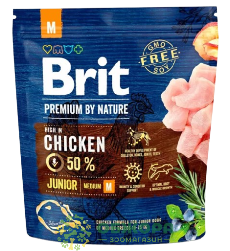 Brit Premium Junior M Chicken сухой корм для юниоров средних пород, с курицей