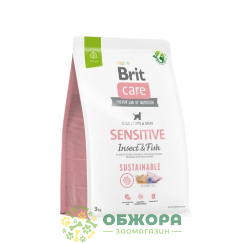 Brit Care Sustainable Sensitive Insect, Fish сухий корм для собак з чутливим травленням, для суглобів, з рибою та комахами_1