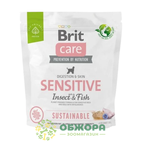 Brit Care Sustainable Sensitive Insect, Fish сухой корм для собак с чувствительным пищеварением, для суставов, с рыбой и насекомыми