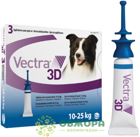 Краплі Вектра 3D (Vectra 3D) для собак від 10 до 25 кг, 3.6 мл