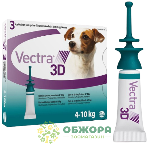 Краплі Вектра 3D (Vectra 3D) для собак від 4 до 10 кг, 1.6 мл