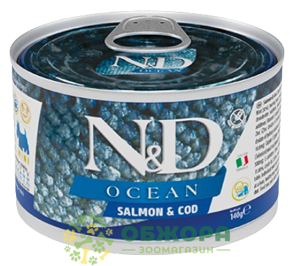 Farmina N&D Ocean GF Mini Salmon, Cod беззерновий вологий корм для собак, паштет з лососем та тріскою