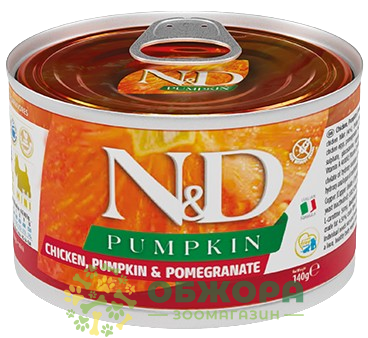 Farmina N&D Pumpkin GF Mini Chicken беззерновий вологий корм для собак мініатюрних порід, в соусі з куркою, гарбузом та гранатом