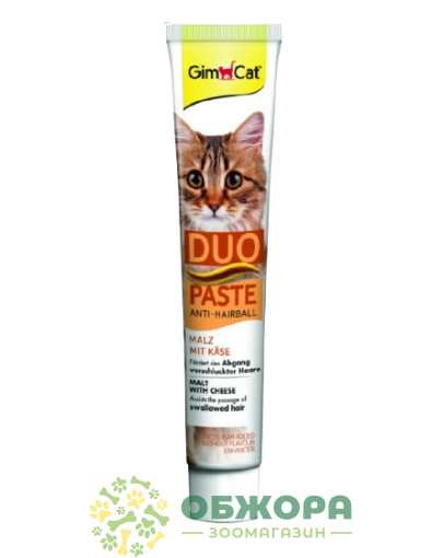 Паста Дуо Анти-Хаірбалл Мальт (Duo Anti-hairball malt) з сиром, 50 г, GimCat_1