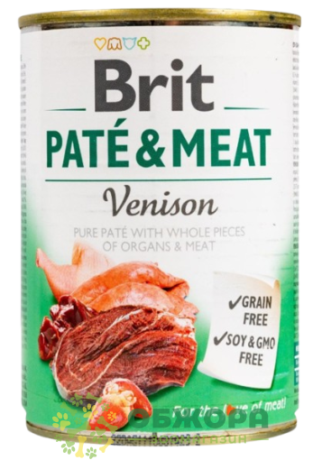 Brit Pate and Meat GF Venison беззерновой влажный корм для собак, паштет с олениной