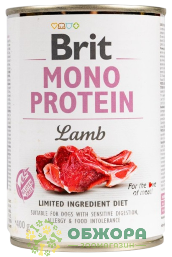 Brit MonoProtein Lamb безглютеновий вологий корм для собак, паштет з ягням
