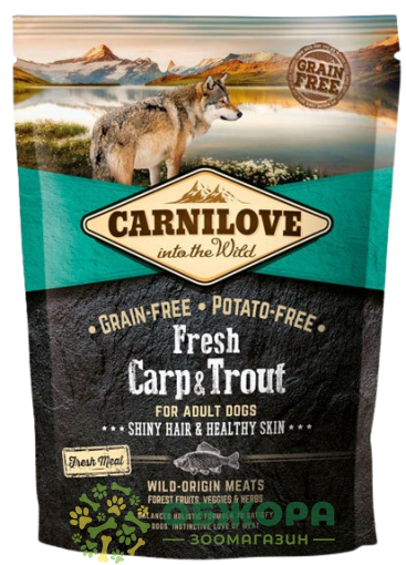 Carnilove GF Hair and Skin Carp, Trout беззерновий сухий корм для собак, для шерсті та шкіри, з коропом та фореллю