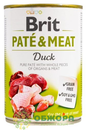 Brit Pate and Meat GF Duck беззерновий вологий корм для собак, паштет з качкою