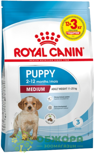 Royal Canin Puppy Medium 3.2+800 г сухой корм для щенков средних пород