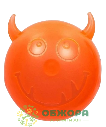 AnimAll Fun мяч-чертик для собак с пищалкой, оранжевый, 7,5 см