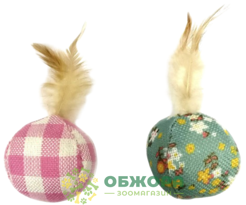 Croci мяч для котов, с кошачьей мятой и перьями_2