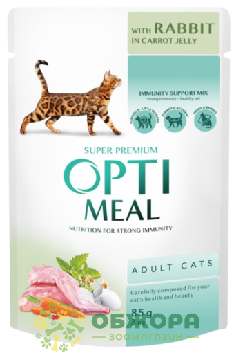 Optimeal Rabbit вологий корм для котів, в желе з кроликом та морквою