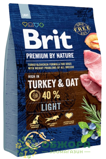 Brit Premium Light Turkey сухий корм для собак, контроль ваги з індичкою