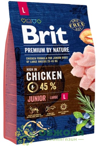 Brit Premium Junior L Chicken сухий корм для юніорів великих порід, з куркою