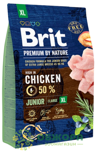Brit Premium Junior XL Chicken сухий корм для юніорів гігантських порід, з куркою