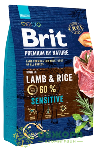 Brit Premium Sensitive Lamb, Rice сухой корм для собак с чувствительным пищеварением, с ягненком_1