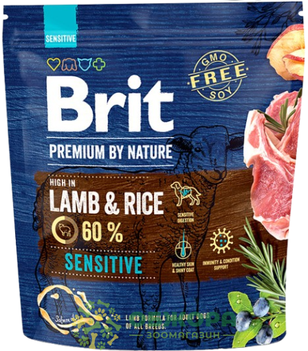 Brit Premium Sensitive Lamb, Rice сухий корм для собак з чутливим травленням, з ягням