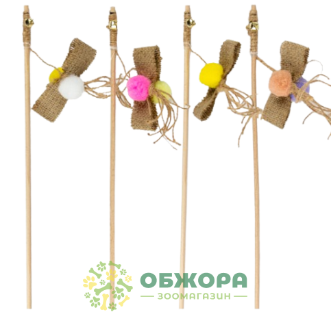 Agility вудочка для котів, з бантиком, дзвіночками та бубонами
