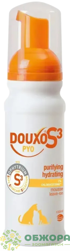 Douxo PYO S3 мусс для собак и котов, дезинфицирующий для раздраженной кожи