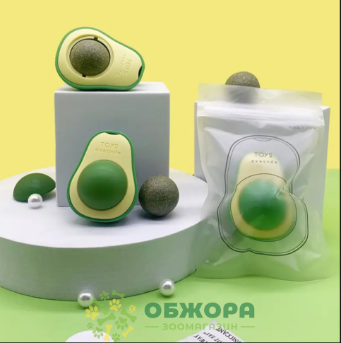 Кулька-лизун авокадо для котів, з котячою м'ятою_1