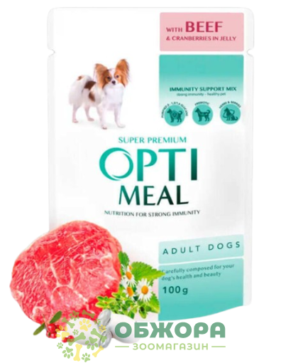 Optimeal Beef влажный корм для собак, в желе с говядиной и клюквой