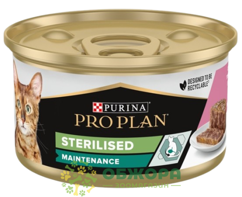 Purina Pro Plan Sterilised Maintenance Salmon, Tuna влажный корм для стерилизованных котов, паштет с лососем и тунцем