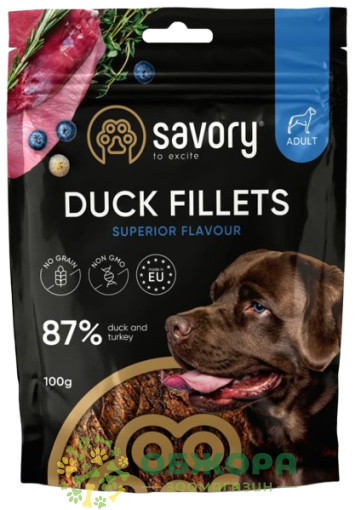 Savory Grain Free Turkey With Duck Fillet ласощі для собак, джерки філе з індичкою та куркою