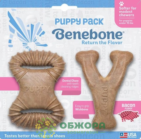 Benebone Puppy іграшки для цуценят, зі смаком бекону
