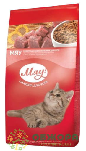 Мяу сухой корм для котов с печенью