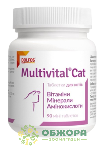 Мультивітал Кет (Multivital Cat) для котів, 90 таб, Dolfos