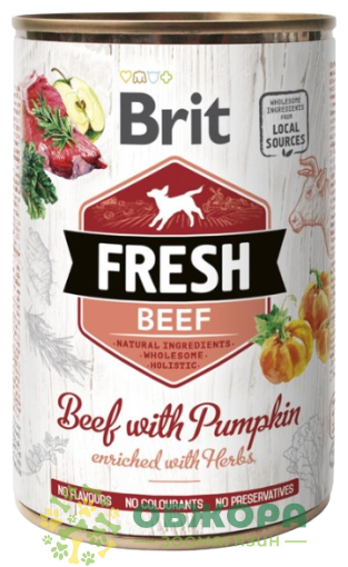 Brit Fresh Beef вологий корм для собак, паштет з яловичиною та гарбузом