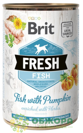 Brit Fresh Fish вологий корм для собак, паштет з рибою та гарбузом
