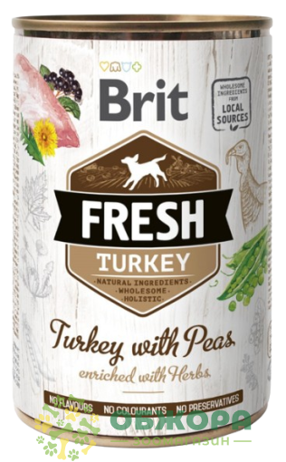 Brit Fresh Turkey вологий корм для собак, паштет з індичкою та горошком