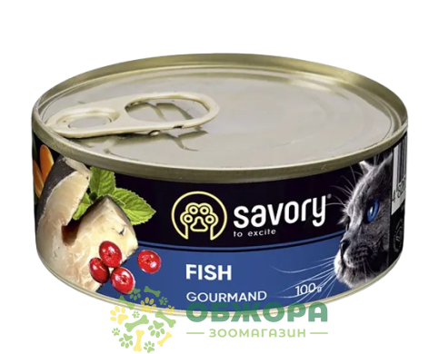 Savory Gourmand Fish вологий корм для вибагливих котів, паштет з рибою