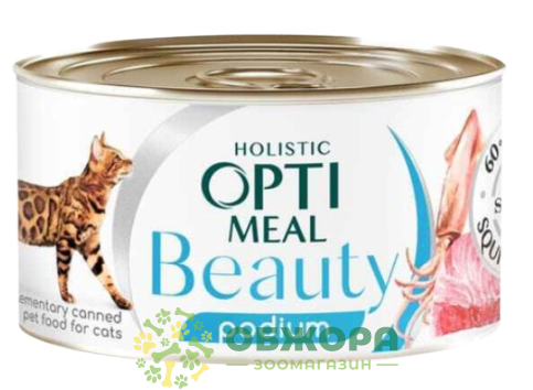 Optimeal Beauty Podium Tuna влажный корм для котов, для шерсти и кожи, в соусе с тунцом и кальмаром