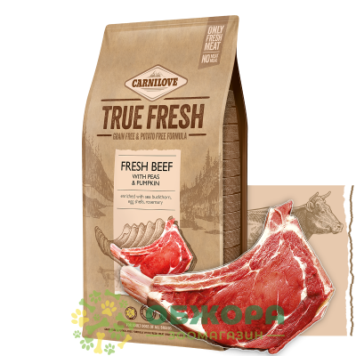 Carnilove True Fresh Beef сухий корм для собак, з яловичиною, горошком та гарбузом_1