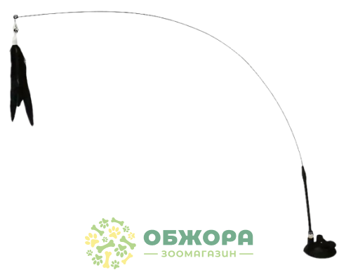Удочка для котов, с перьями и птичкой, на присоске